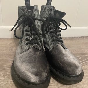 Silver Velvet Dr. Martens
